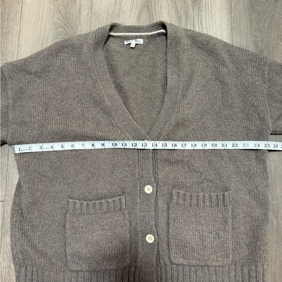 Alex Mill Emma Cardigan XL Lambswool Blend V-Neck Taupe Cozy Classic - Picture 6 of 8